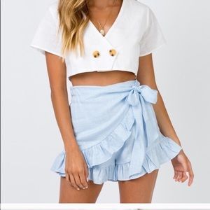 Princess Polly wrap skort light blue